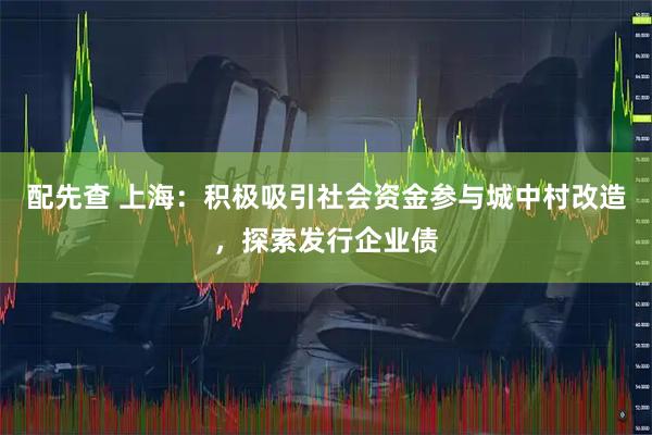 配先查 上海：积极吸引社会资金参与城中村改造，探索发行企业债