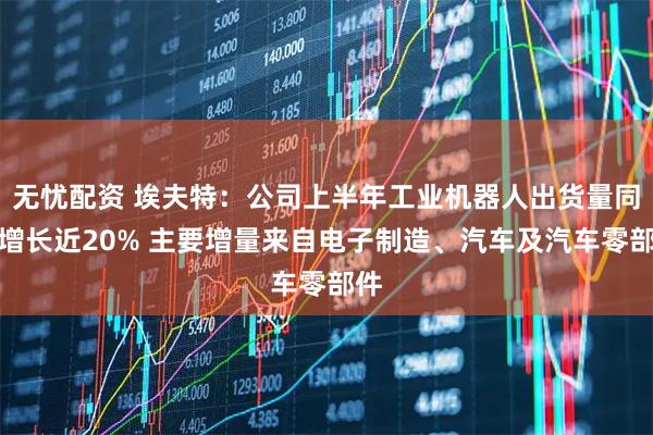 无忧配资 埃夫特：公司上半年工业机器人出货量同比增长近20% 主要增量来自电子制造、汽车及汽车零部件